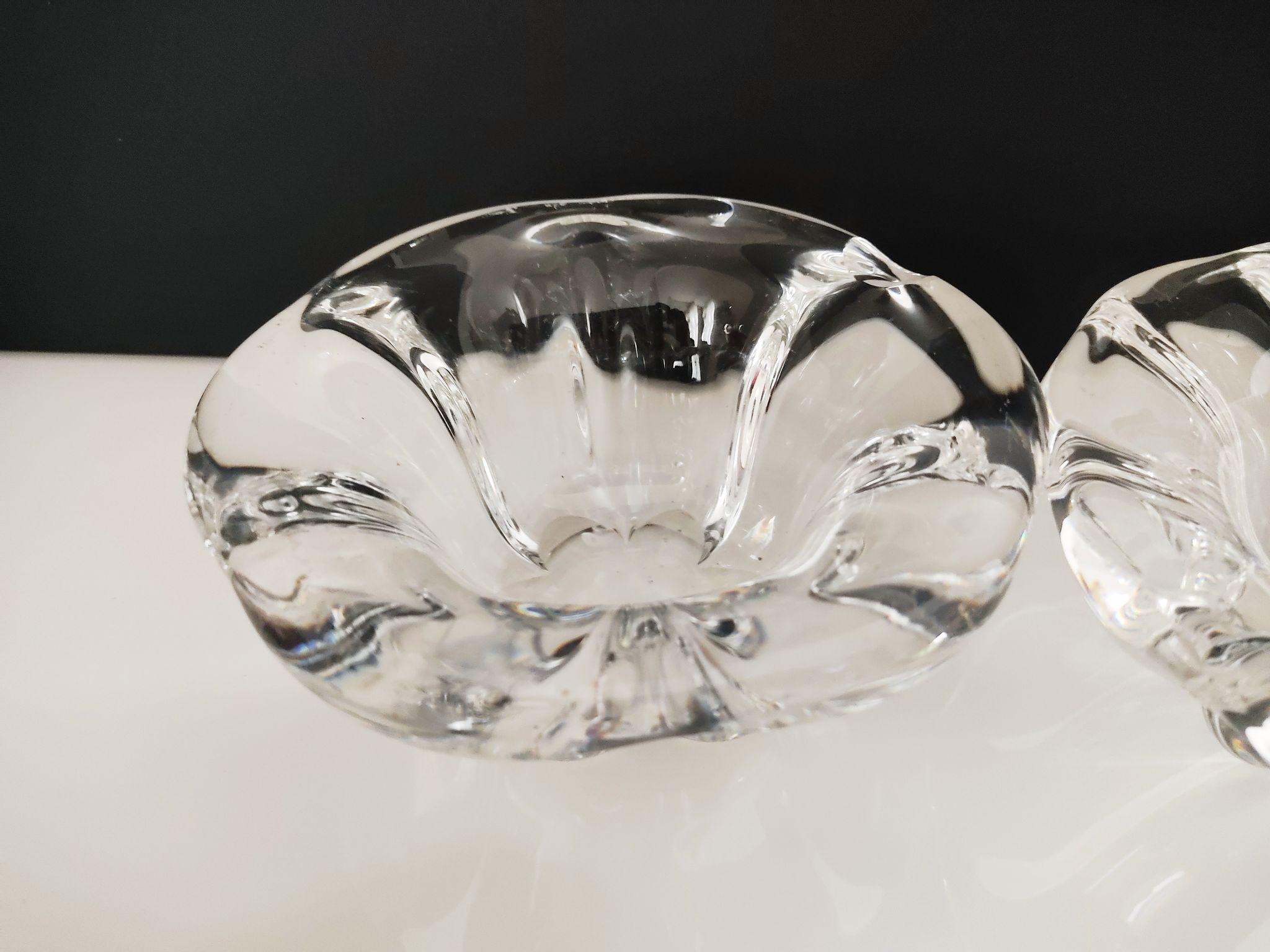 Set of 3 cups including one signed Val Saint Lambert