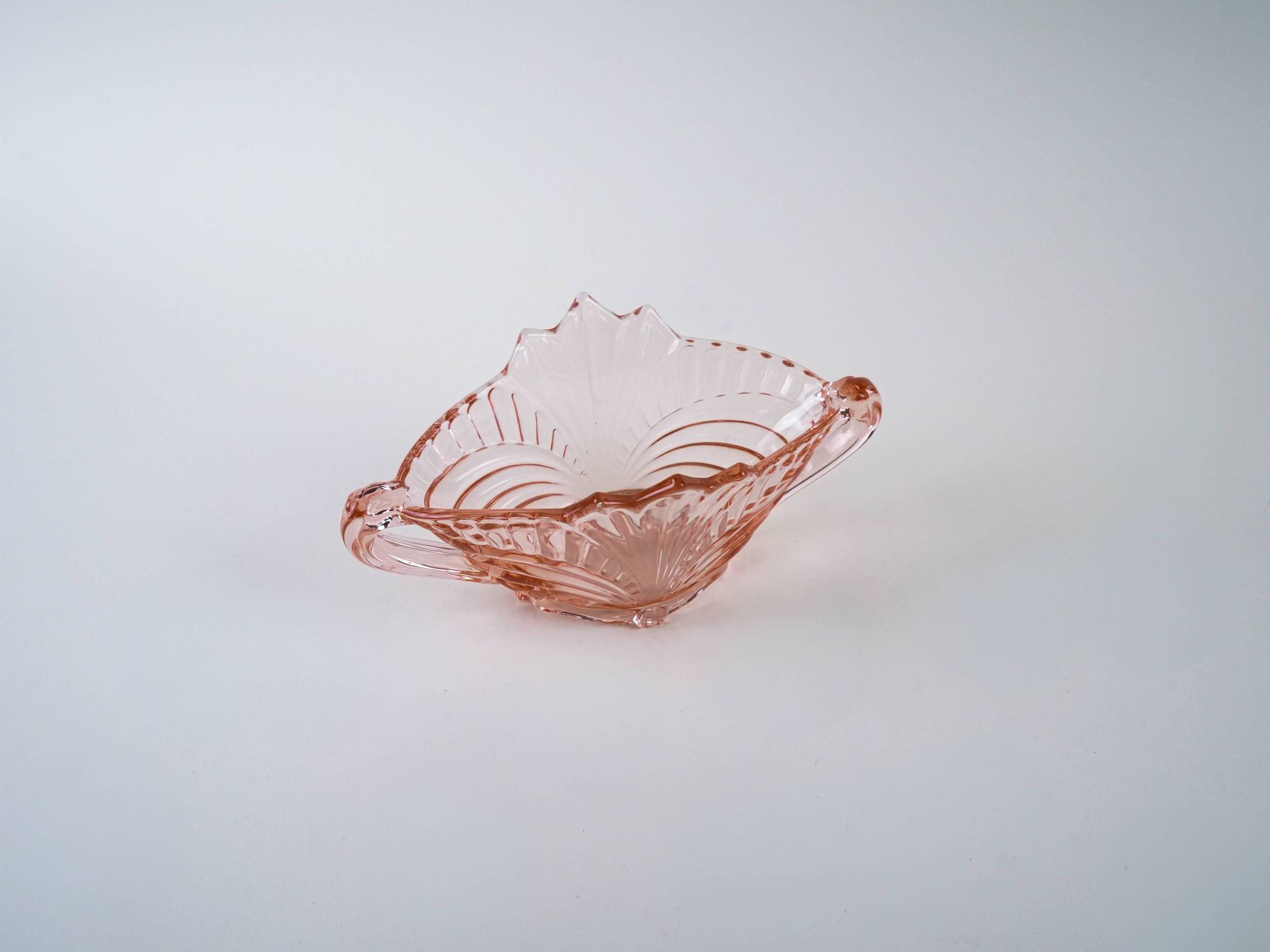 Pink pressed glass bowl, Italian design, 1970s, made in Italy