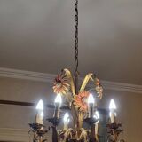 Set of painted metal chandeliers with flower decor