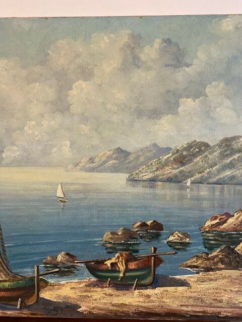 Old painting, Marine, the Riviera , signed 50/60