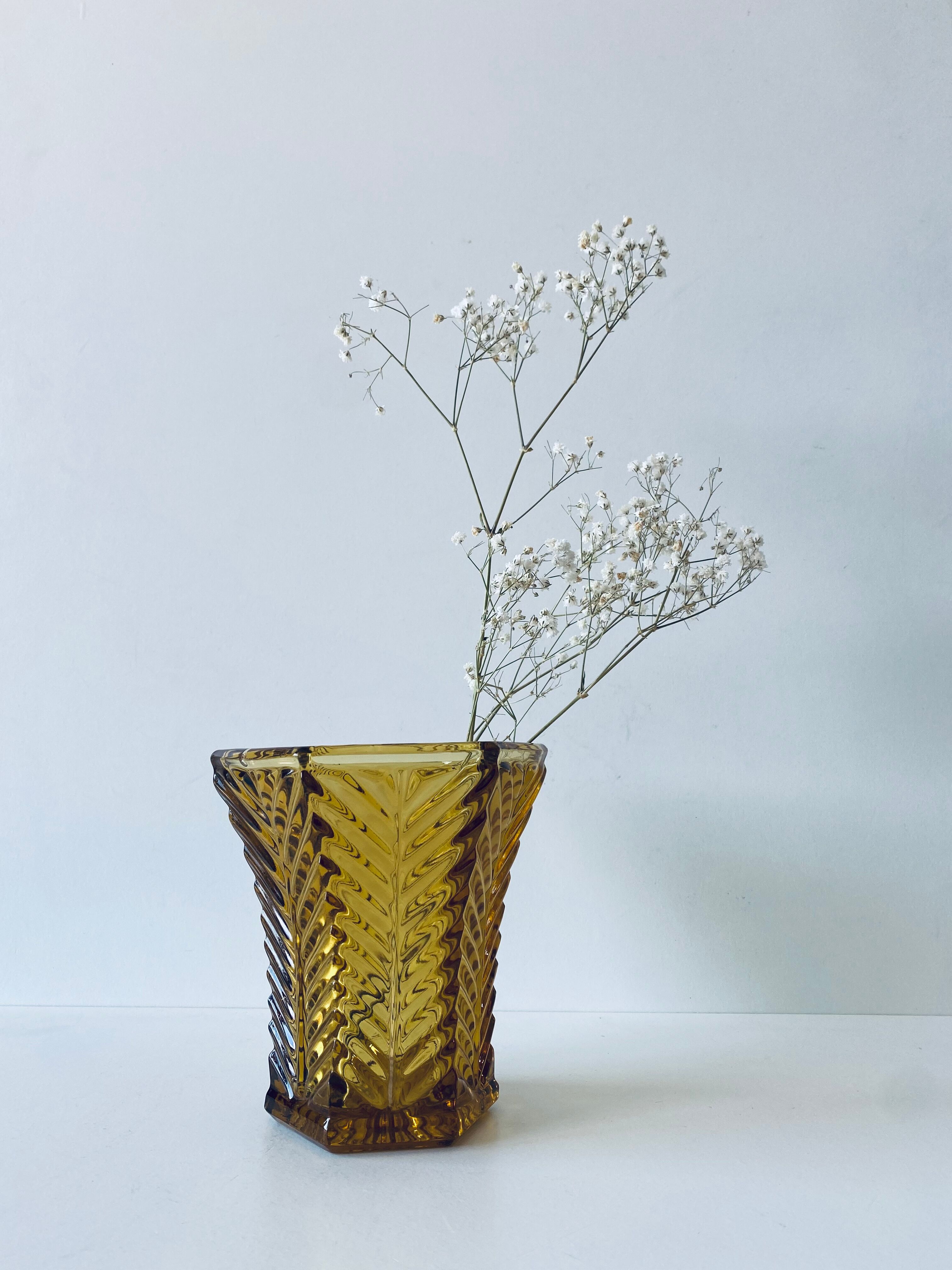 Old amber glass vase