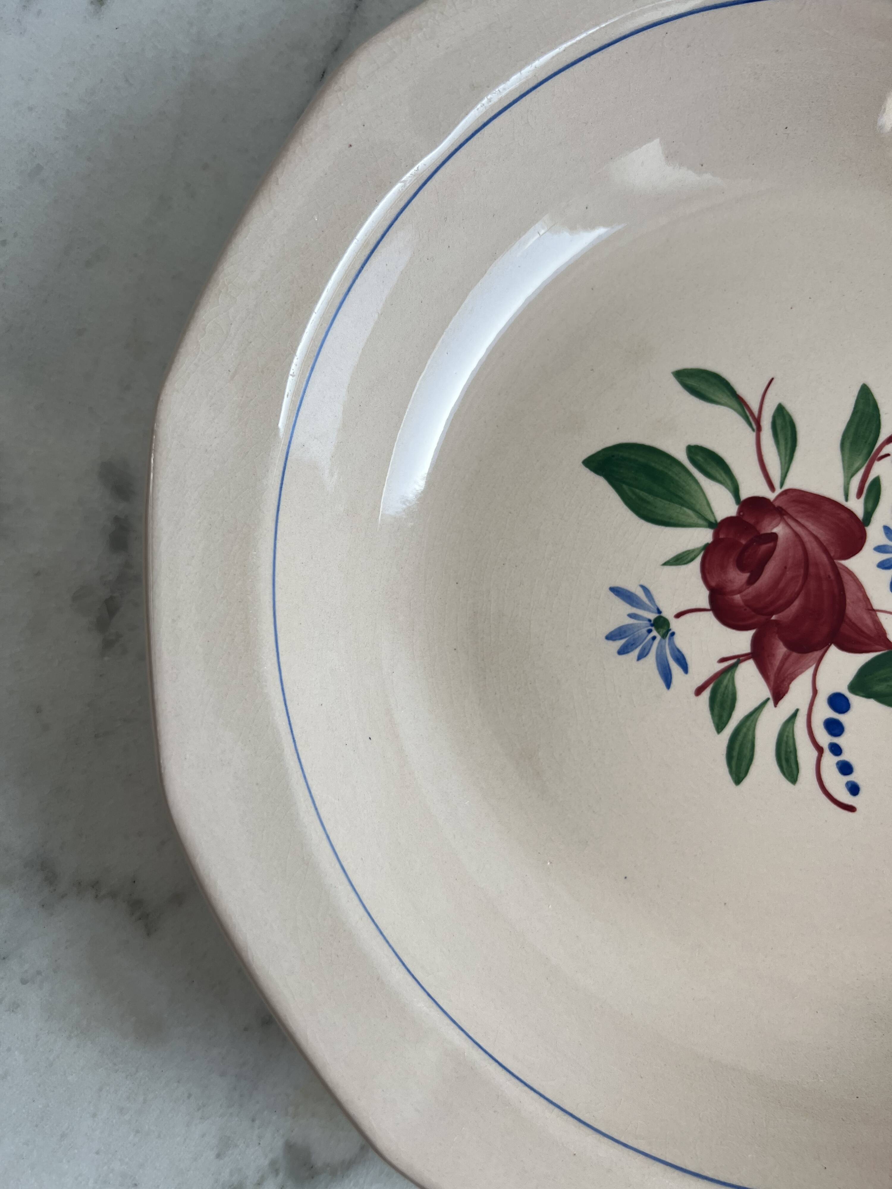 Presentation plate Sarreguemines and Digoin hand-painted