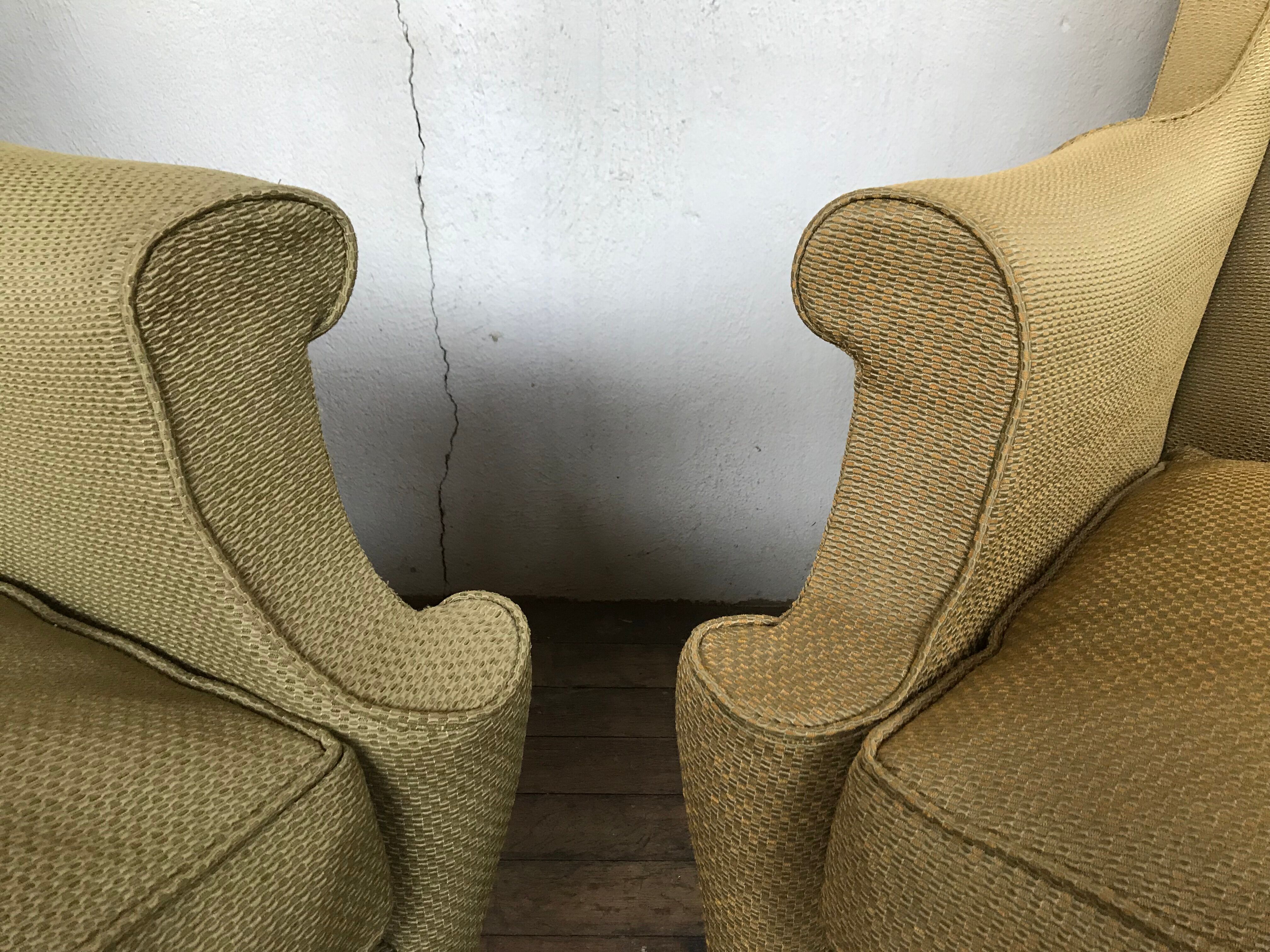 Pair of vintage ear chairs 1950 1960 design italy