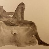 Watercolor painting signed female nude in chair