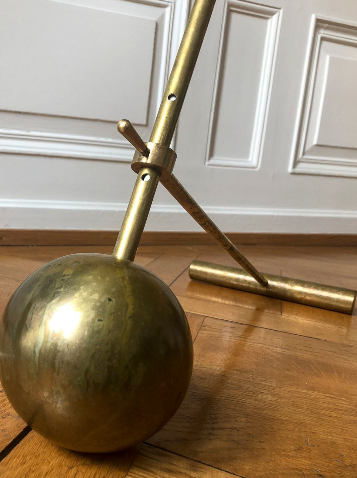 Mid-century italian yellow diabolo floor lamp