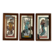 Set of 3 mirrors screen-printed Mucha, the 4 seasons -lack summer-