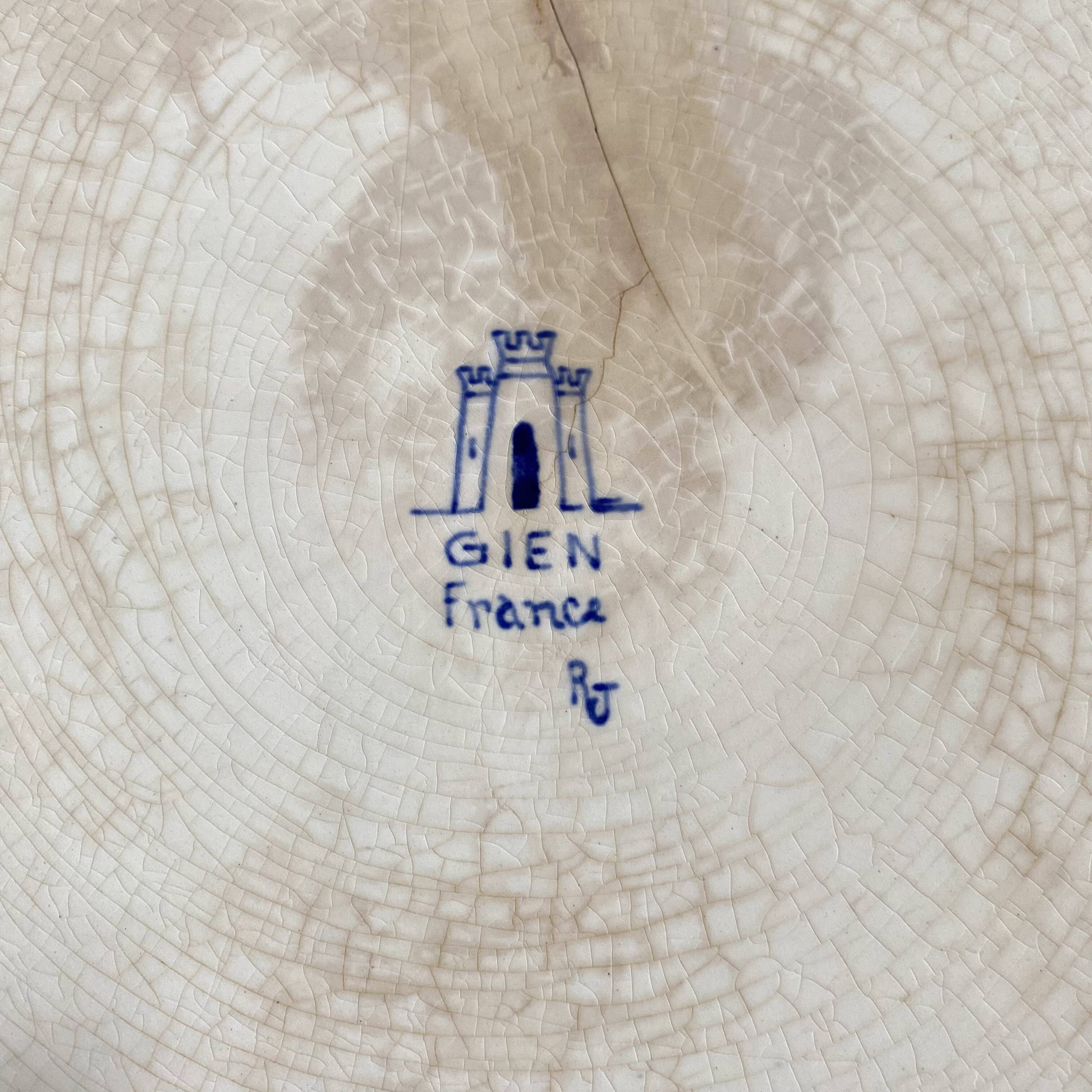 Gien earthenware trivet, Peonies