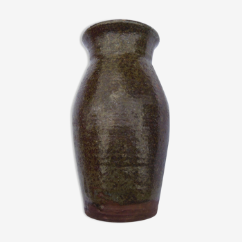 Vase en ceramique mouchetée et vernissée -monogrammé - a identifier