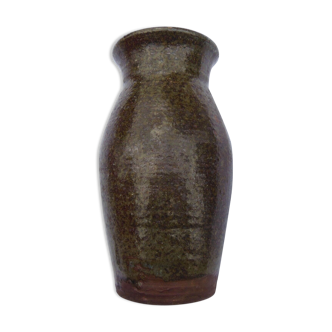 Vase en ceramique mouchetée et vernissée -monogrammé - a identifier