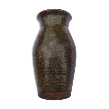 Vase en ceramique mouchetée et vernissée -monogrammé - a identifier