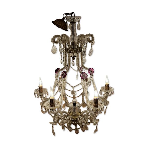 Lustre à pampilles en cristal ancien — Beyit
