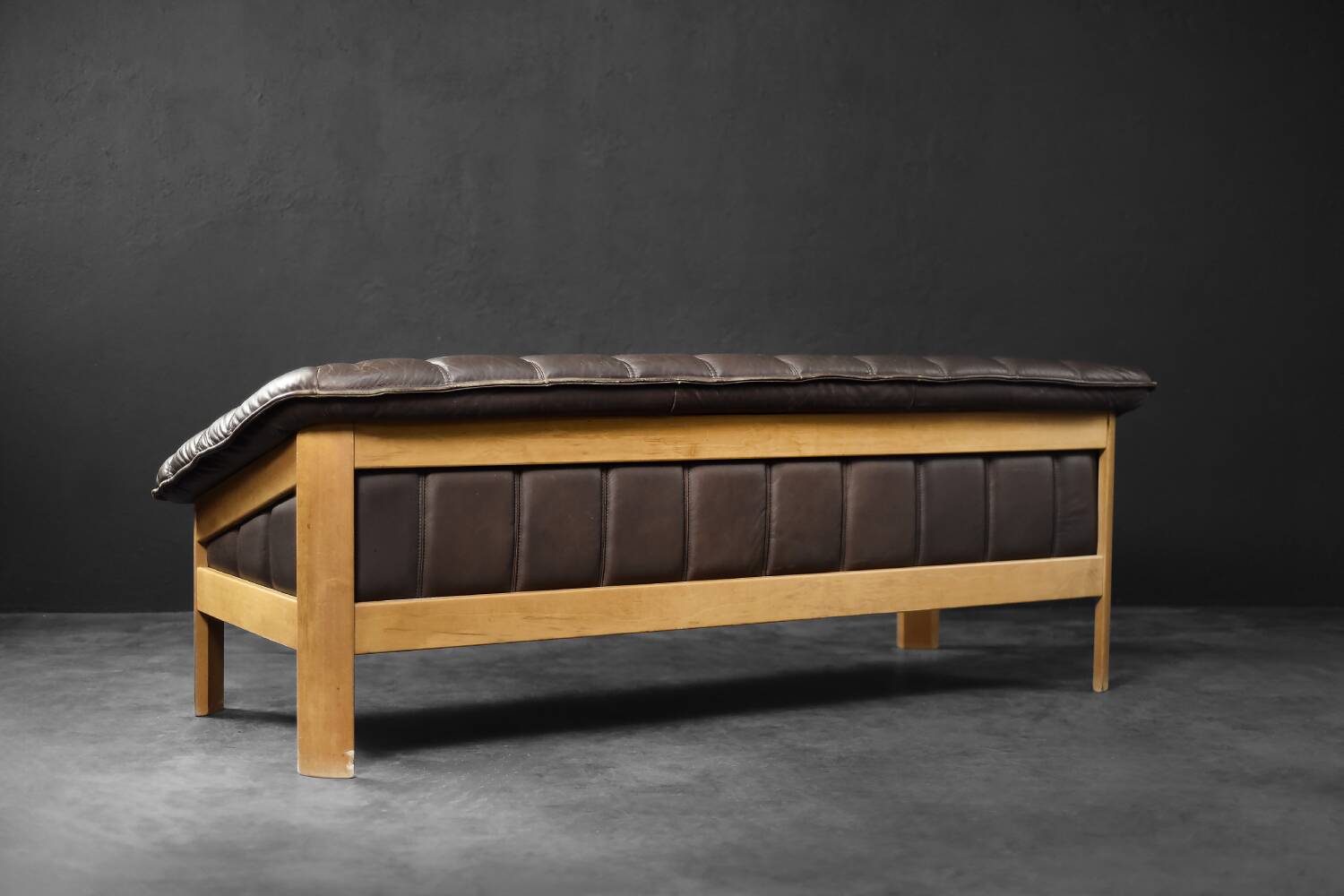 Vintage Mid-Century Modern Danish Brown Leather 3-Seater Sofa, 1970s