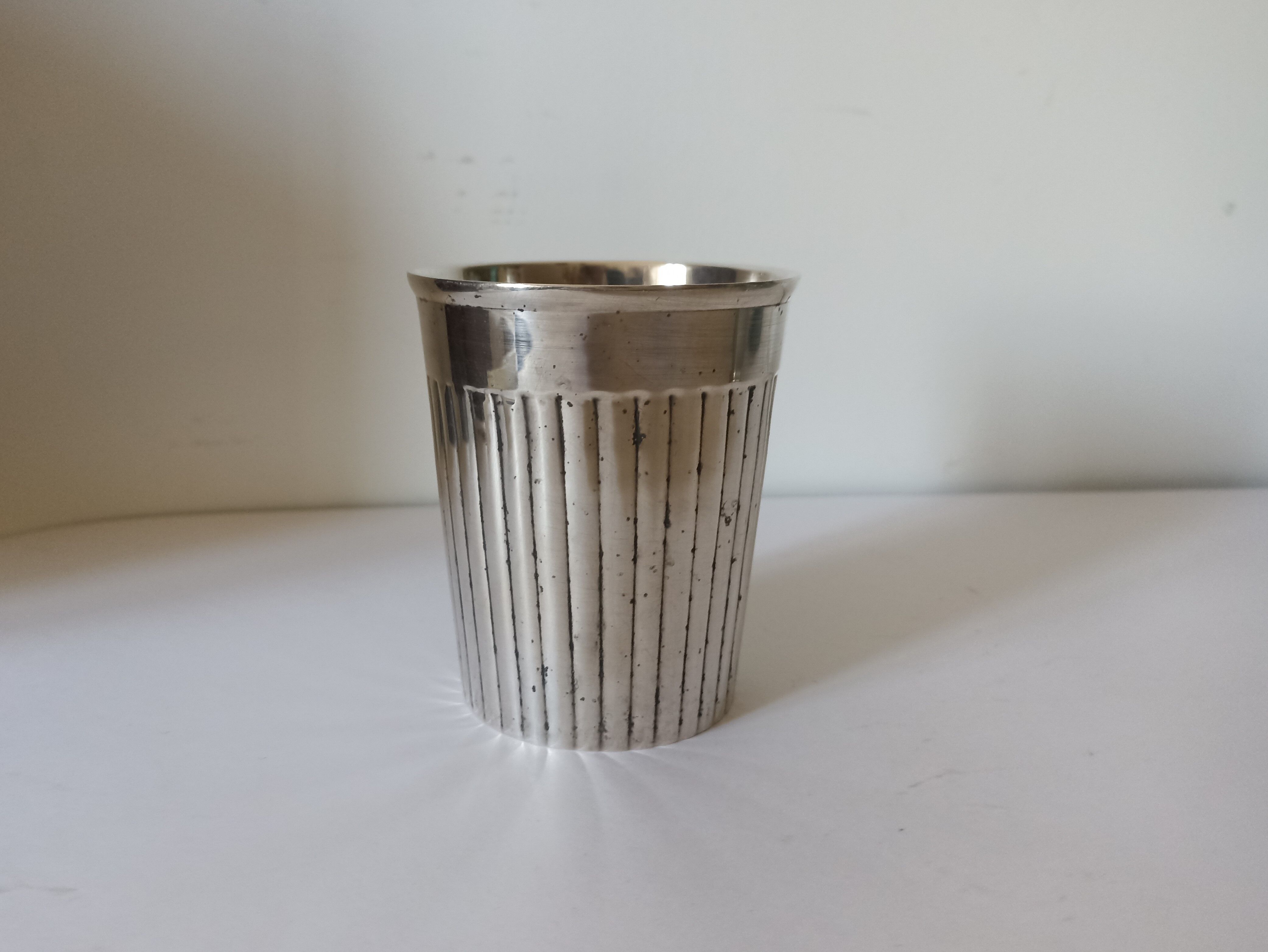 Silver metal vase
