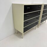 Set of 2 black and white chests of drawers, 1970s