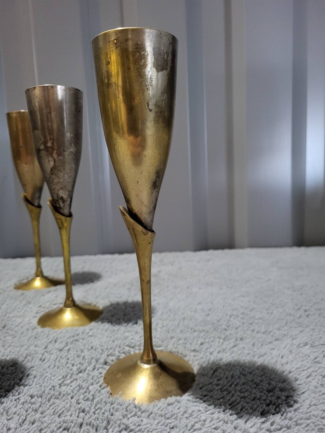 Set of 12 Authentic Antique Vintage Champagne Flutes