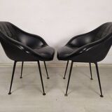 Vintage black skai armchairs