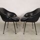 Vintage black skai armchairs