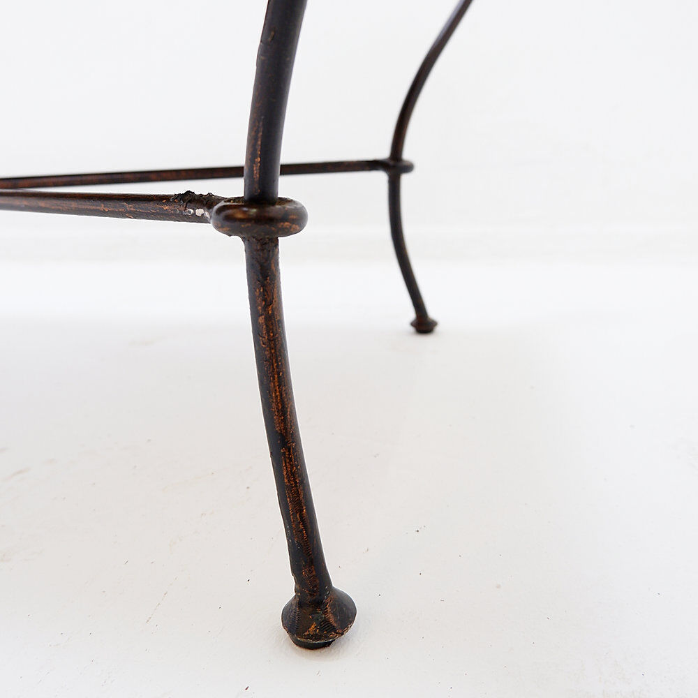 Vintage coffee table in wrought iron and woven rattan - 1970s