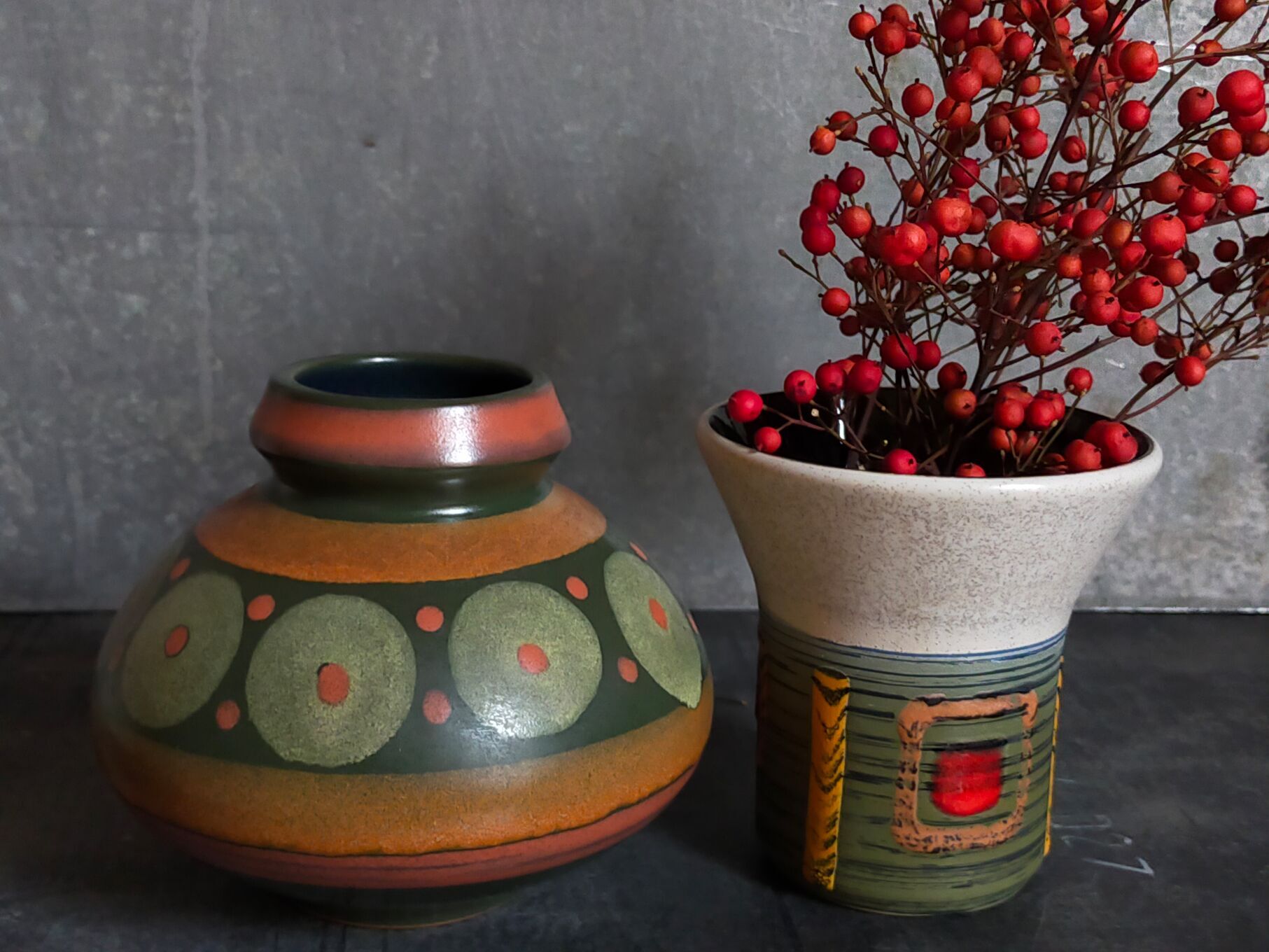 Duo of vases, vintage Scandinavian ceramics