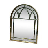 Miroir cathédrale vintage en laiton des années 1970 – miroir mural en verre biseauté