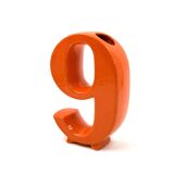 Space age orange ceramic solifleur vase, Marcel Radureau France 1970