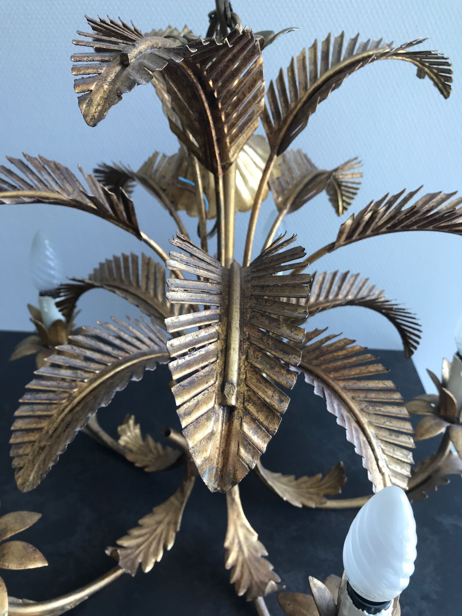 Palm leaf chandelier 1970