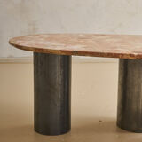 coffee table in terracotta marble and steel