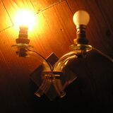 Pair of 1960/70 wall lights with 2 arms in murano glass