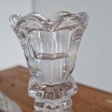 Pair of chiseled crystal candlesticks