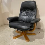 Scandinavian black leather relax armchair