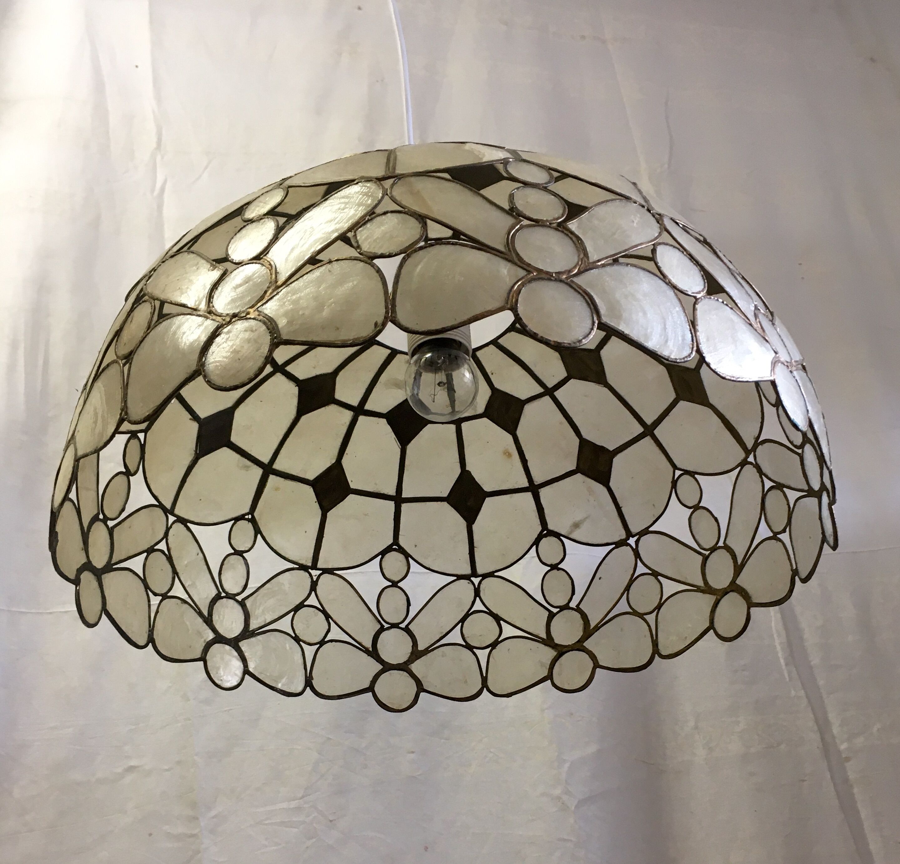 Mother-of-pearl and brass hanging lamp 1960s