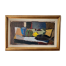 Peinture à l’huile expressionniste suédoise de nature morte, encadrée