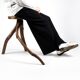 Large brutalist stool in solid antique wood