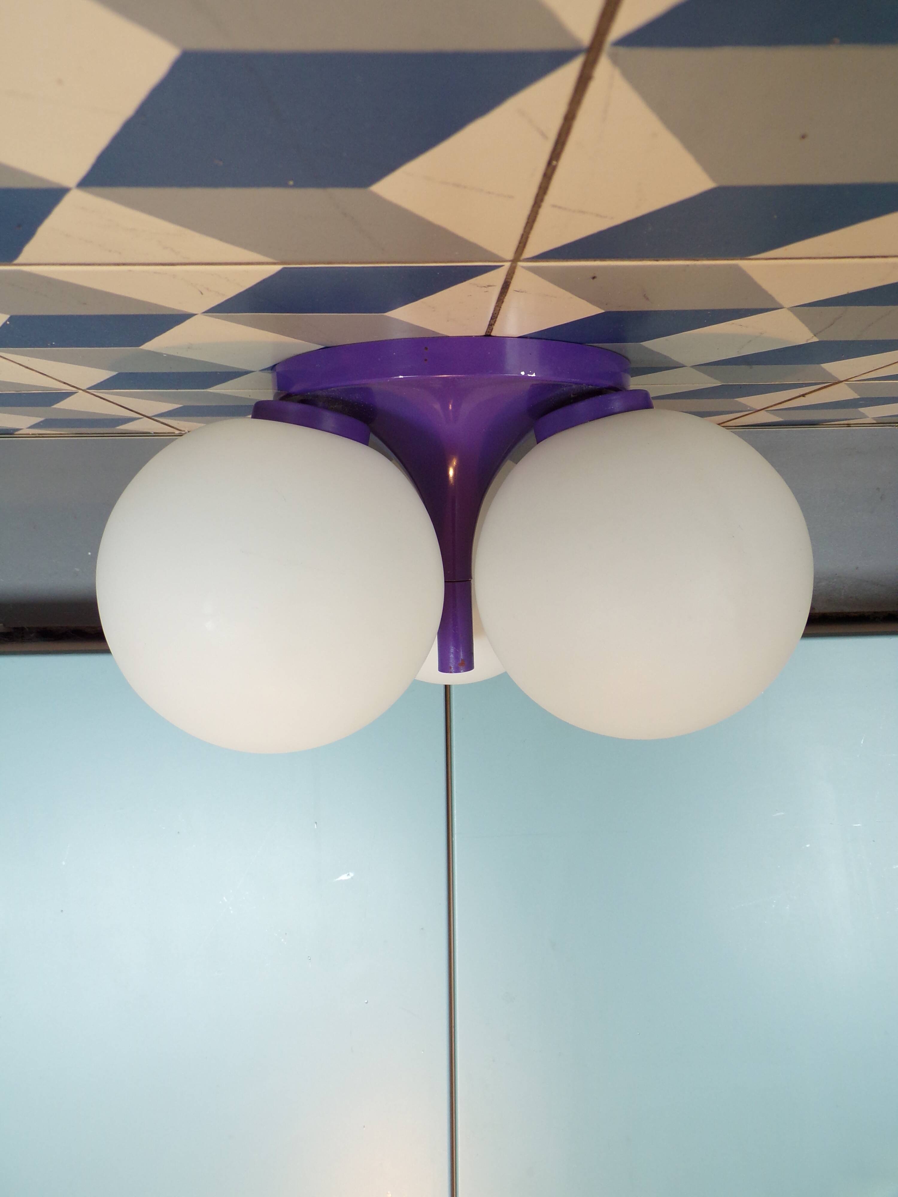 Italian ceiling light 3 lights 1970 purple