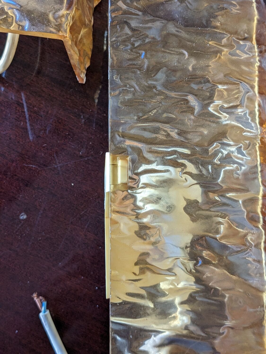 3 champagne-colored resin wall lights 1960 France