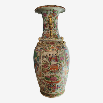 Vase chinois porcelaine de Canton à collerette