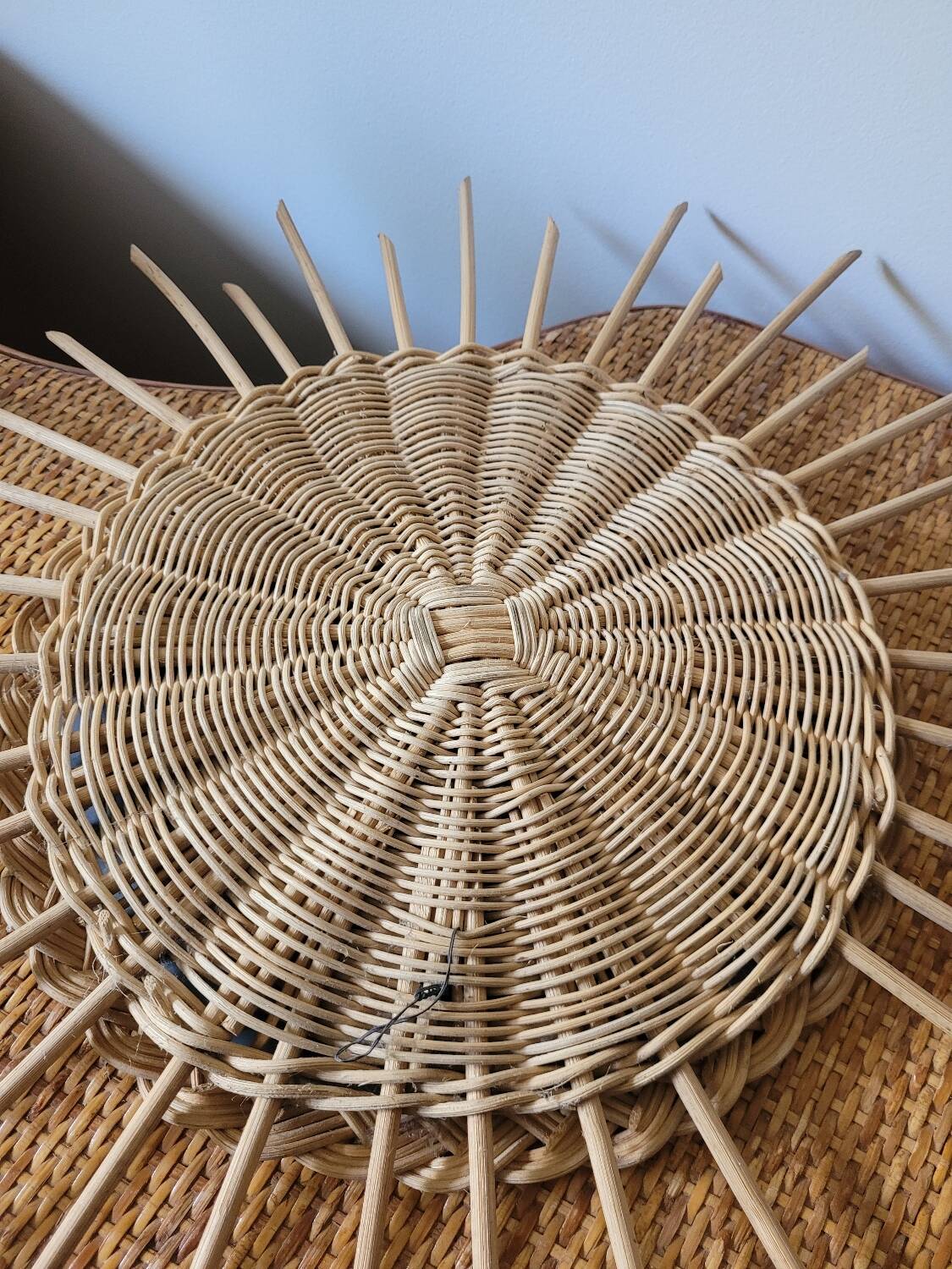 Round rattan sun mirror