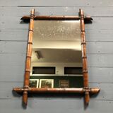 Bamboo faux mirror with dark brown frame 81x63cm