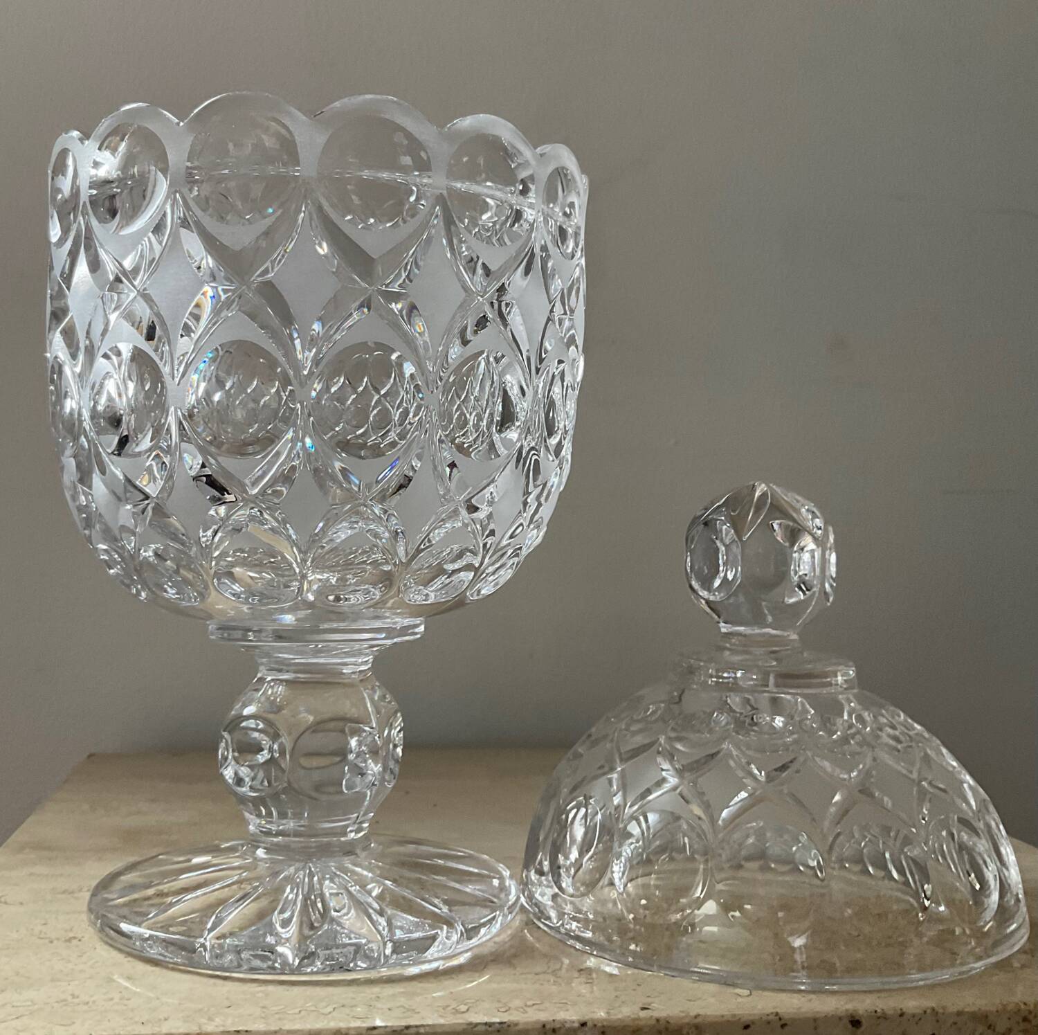 Vintage Crystal Pedestal Jewelry Box