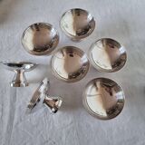 Set of 8 silver metal glasses for champagne or ice cream Mid Century Design