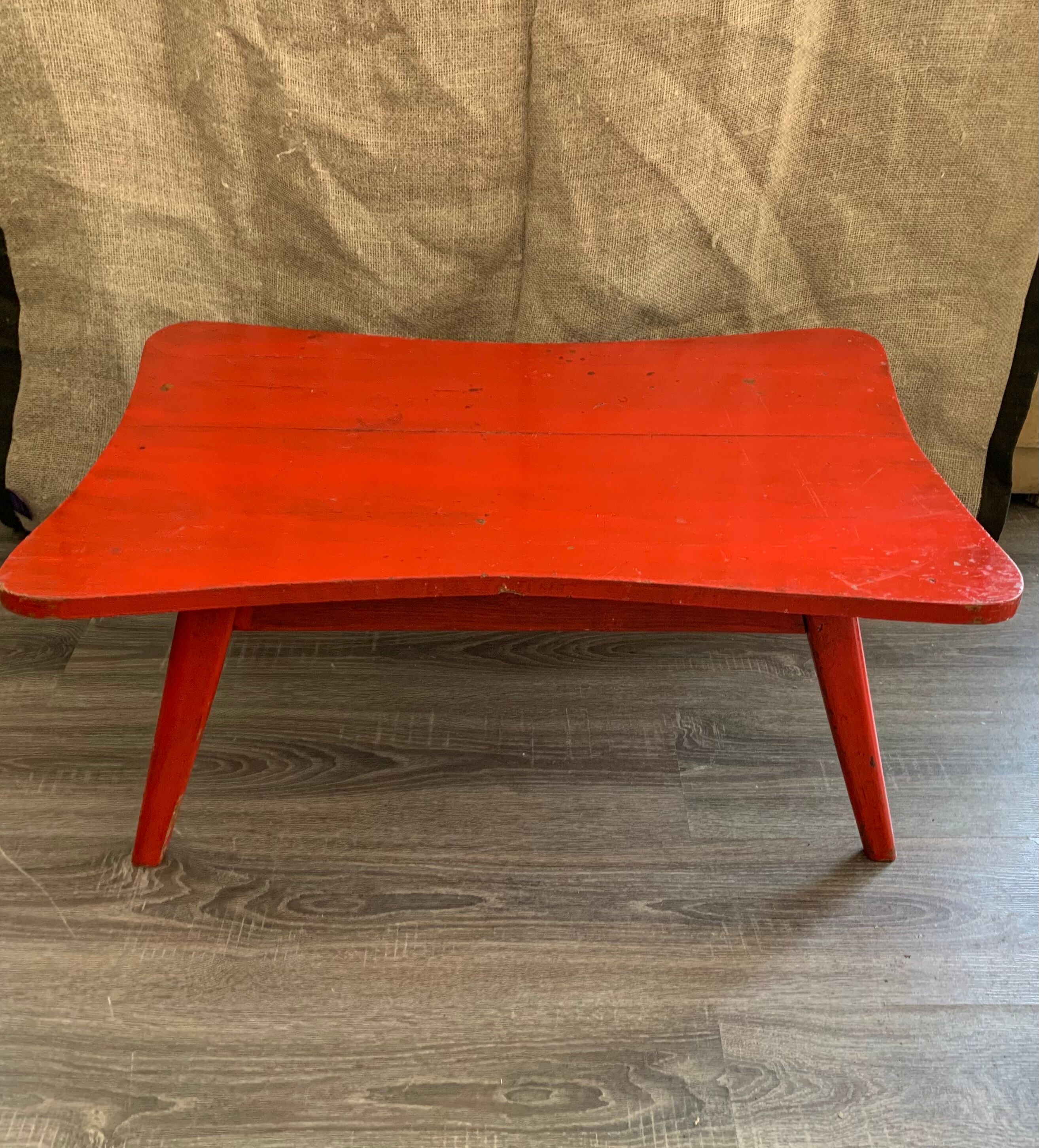 Vintage red lacquered wood coffee table