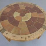 Large pine and ceramic coffee table by Lisbeth Sallingboe for Sallingboe, Denmark, 1970s.