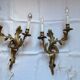 Pair of antique bronze wall lights, early 20th century