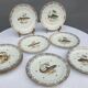 Set 12 plates porcelain gold fine fish fern limousine de Chastagner