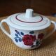Sucrier demi porcelaine Badonviller roses rouge bleu art deco