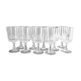 Set of 10 glasses of crystal wine cut 1960