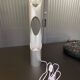 Sculptural flame lamp brushed aluminium Space Age Vintage 1970