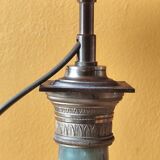 Corinthian column lamp base in green onyx and bronze