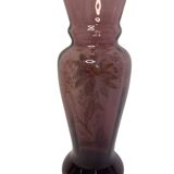 Legras Montjoye, purple enamelled glass vase with daisy pattern circa 1900