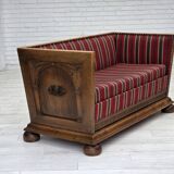 1960s, Danish 2-seater sofa, original condition, furniture wool, oak wood.